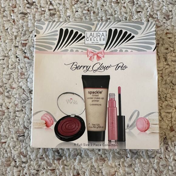 Laura Geller berry glow trio a full size 3 pc collection primer blush lipgloss - Picture 2 of 11
